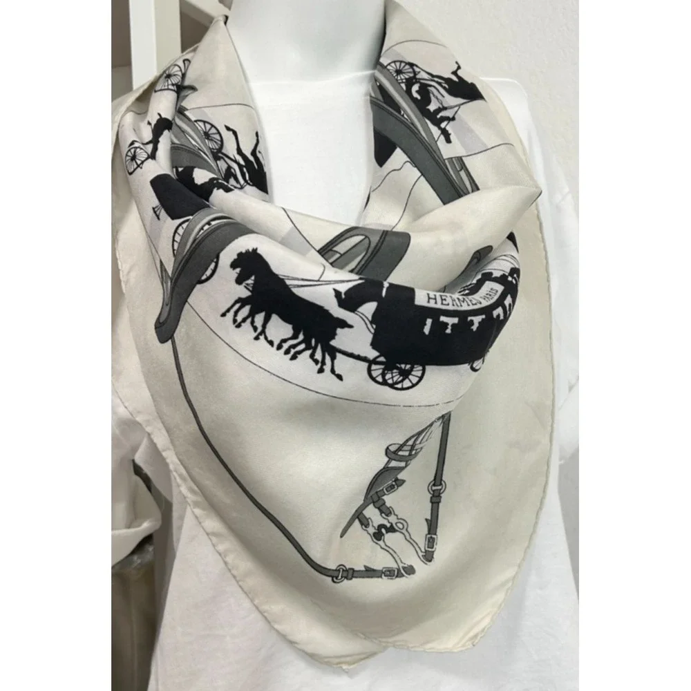 1950s Hermes Paris Qui Roule Hugo Grygkar Silk Shawl Scarf Carre 90 Flaws Read